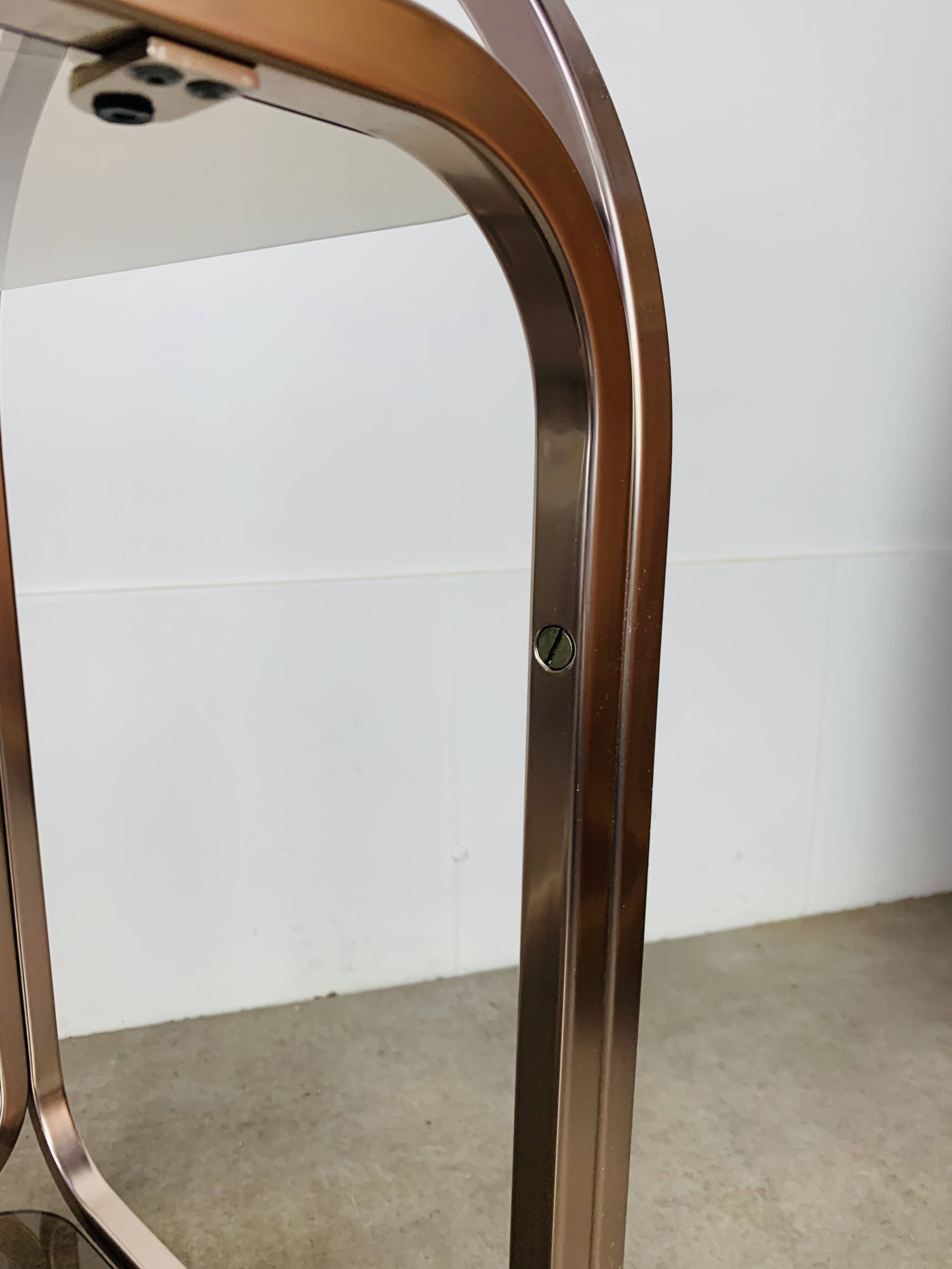 Kaymet dessert trolley in smoked glass and anodised aluminium, 1980s.