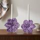 Pair of flower candle holders made of glass, handcrafted in Italy.