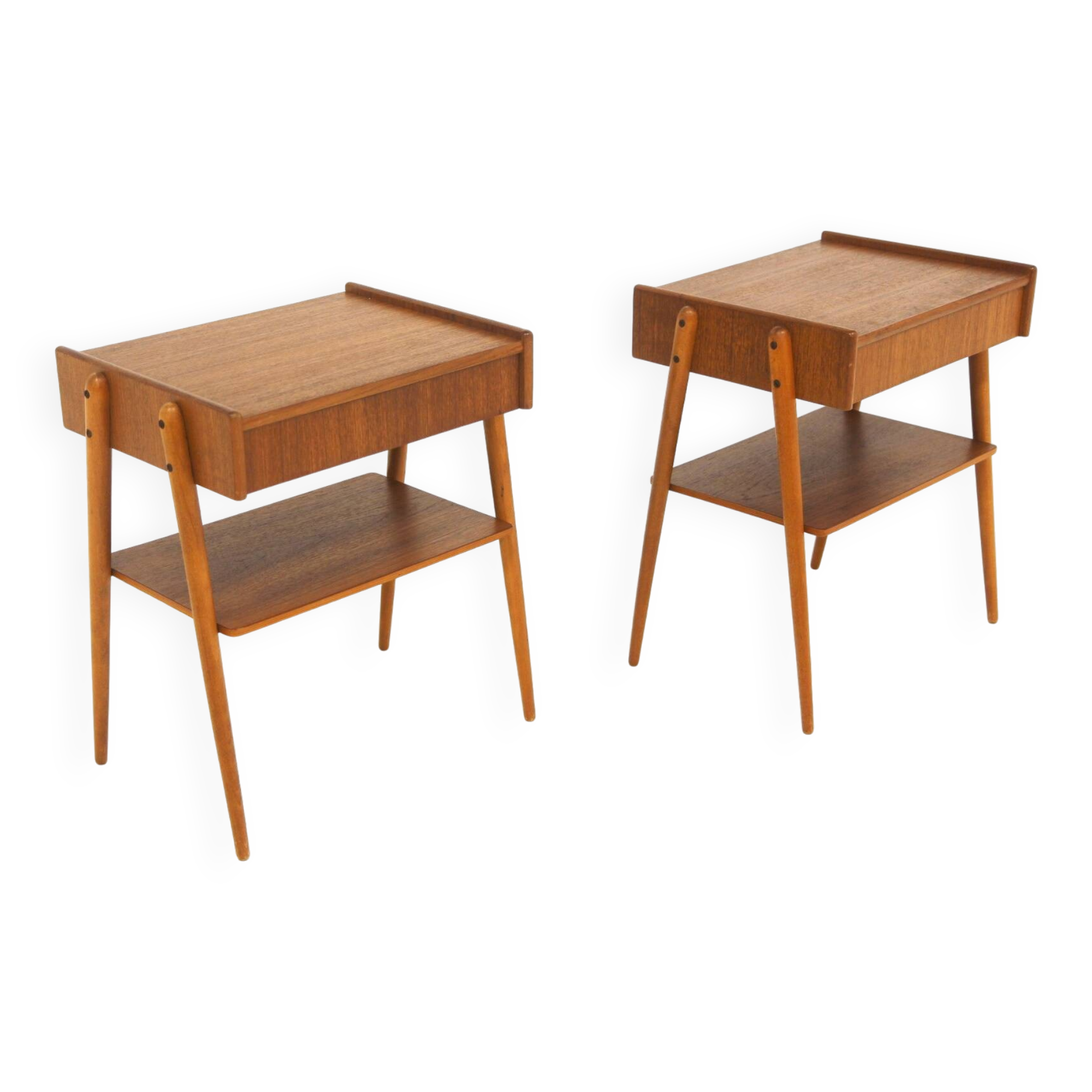 Set of 2 Scandinavian teak bedside tables, Carlström, Sweden, 1960