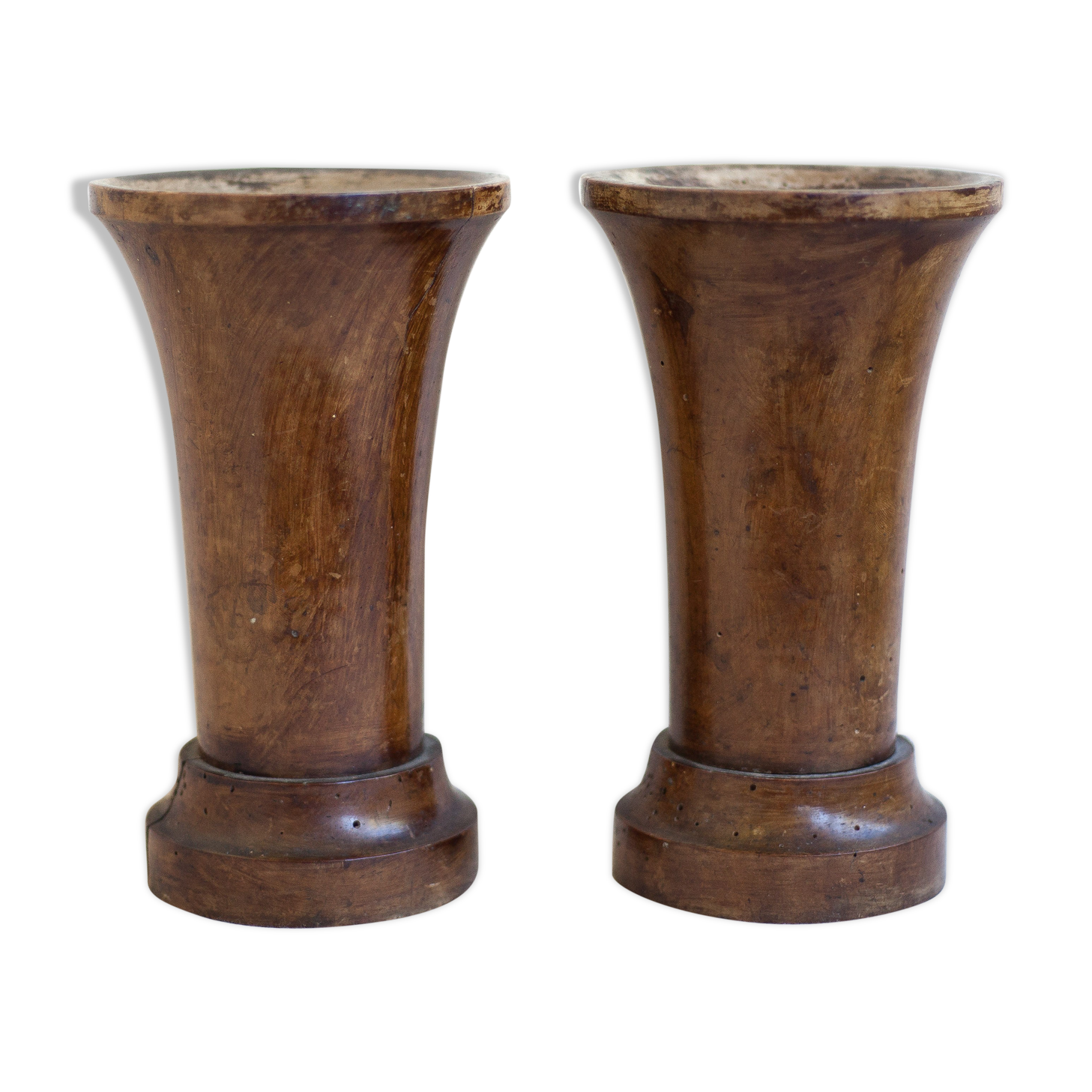 Paire de vases bois vintage