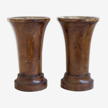 Pair of vintage wood vases