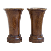Paire de vases bois vintage