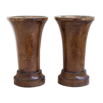 Pair of vintage wood vases