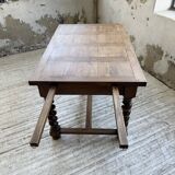 Paneled walnut desk with turned legs, 1900