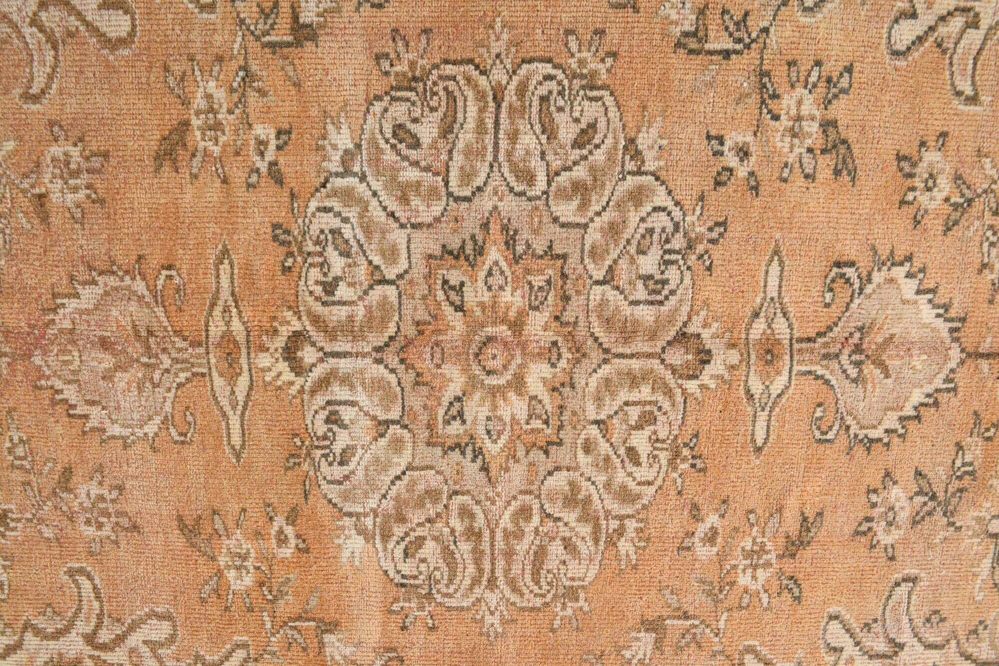 Tapis Oushak Vintage, Laine Fait Main, Beige et Pêche, 168x257 Cm