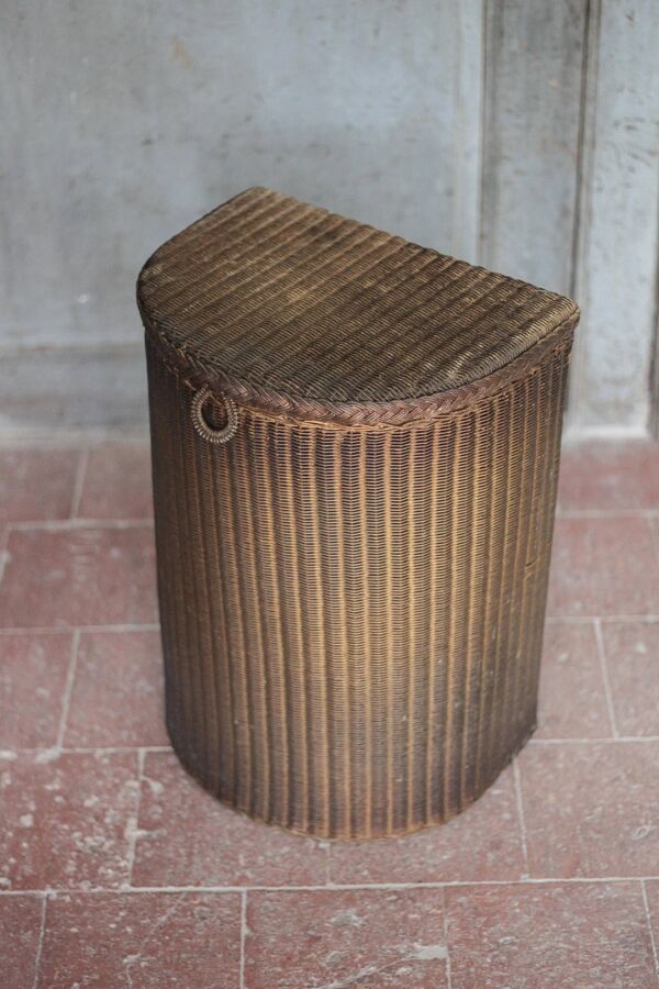 Coffre Lloyd Loom d'Angleterre des années 1930, malle de rangement osier do