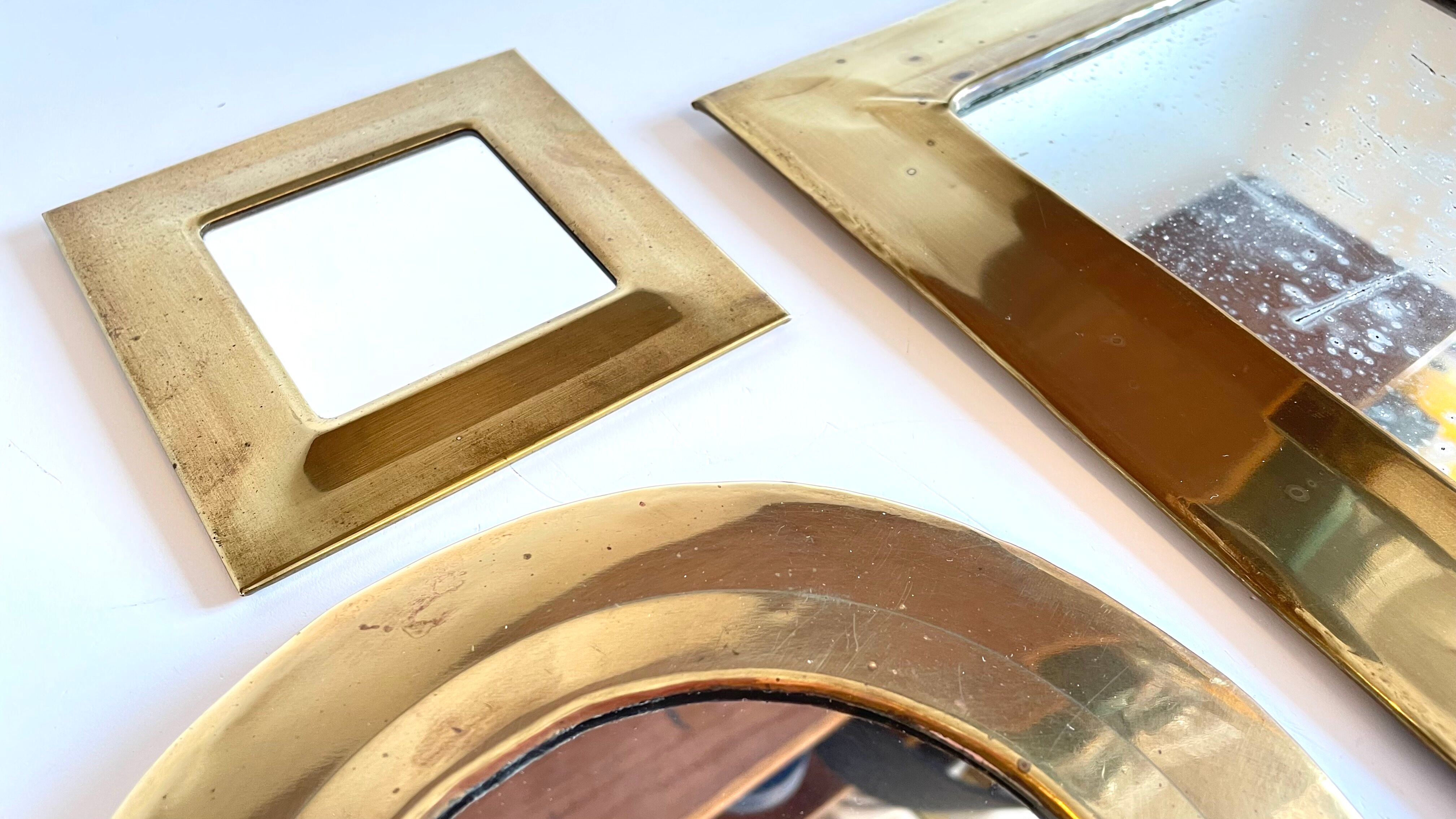 Trio de miroirs en laiton vintage
