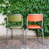 70s metal and imitation leather chairs