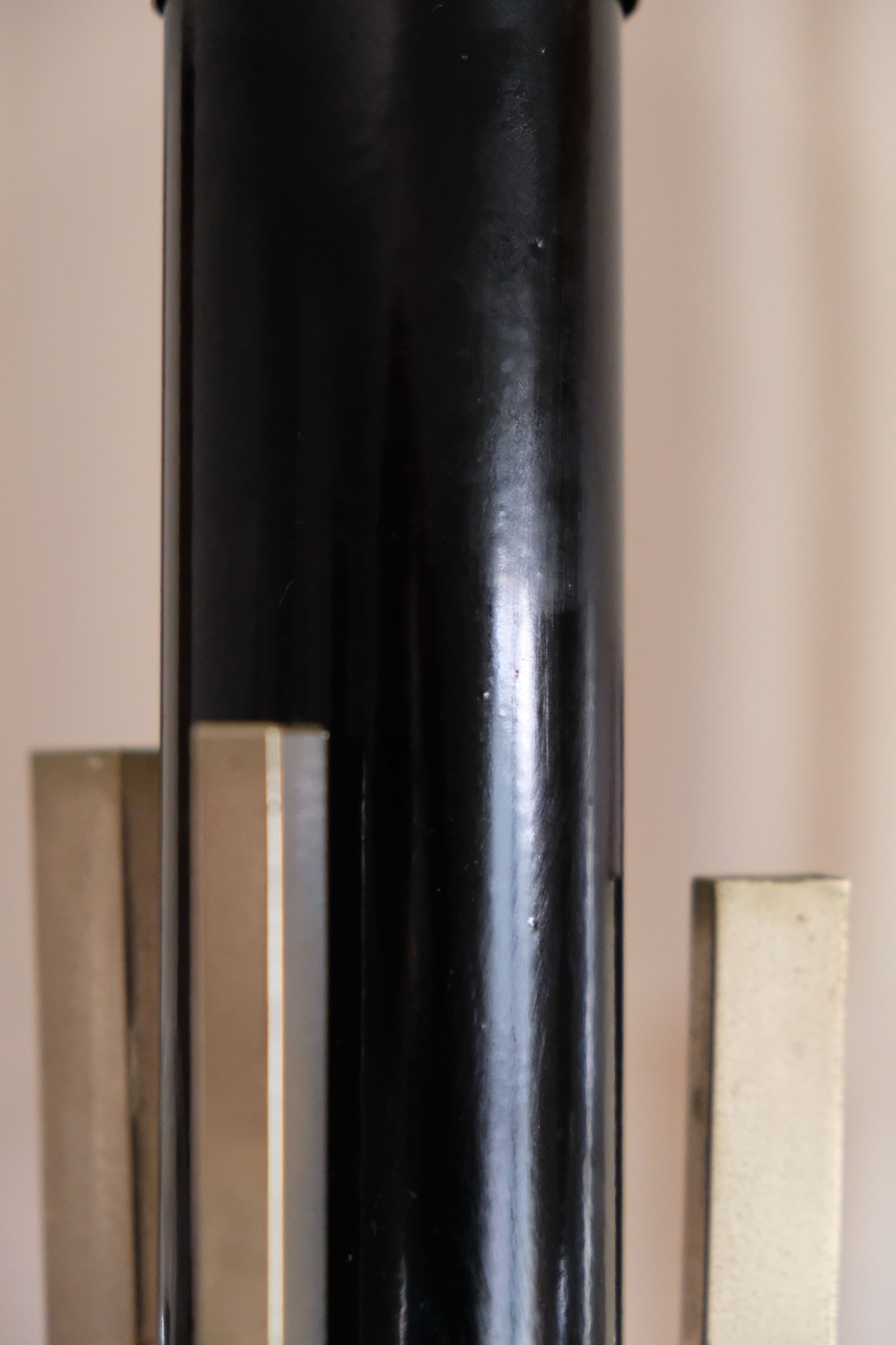 Smoky glass, brass and steel ceiling light