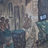 Peinture ancienne gouache rue brise miche le marais paris