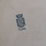 Old round ceramic dish from Sarreguemines Flore model