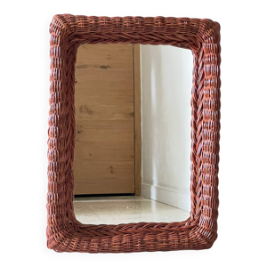 miroir vintage en rotin