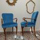 Pair of blue velvet armchairs