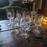Set of 70s stemmed glasses