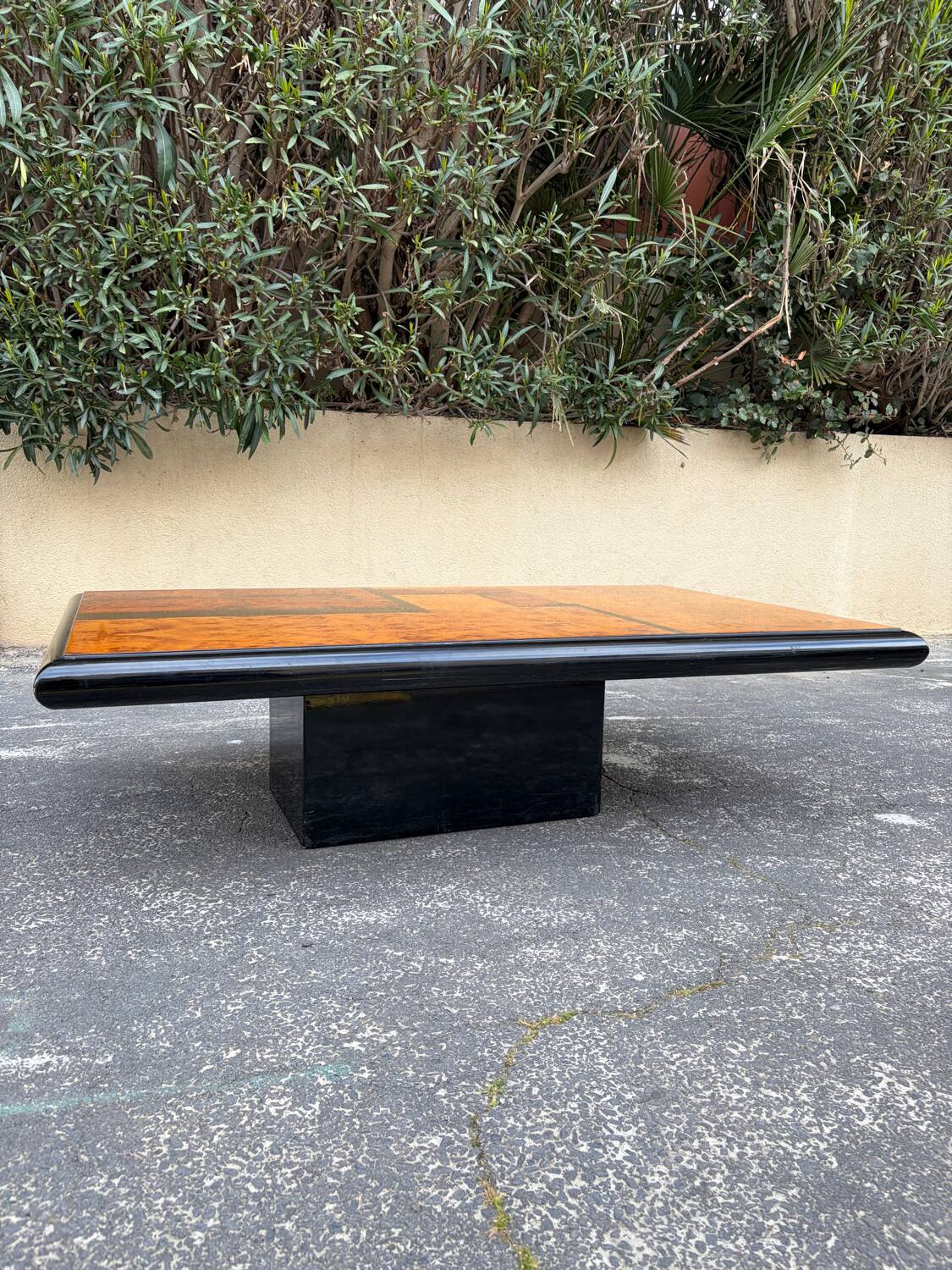 70s elm burl coffee table