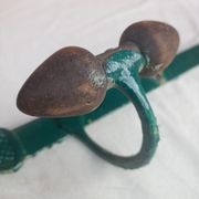 Wall coat rack in metal and old wood