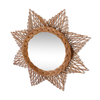 Miroir vintage rotin soleil