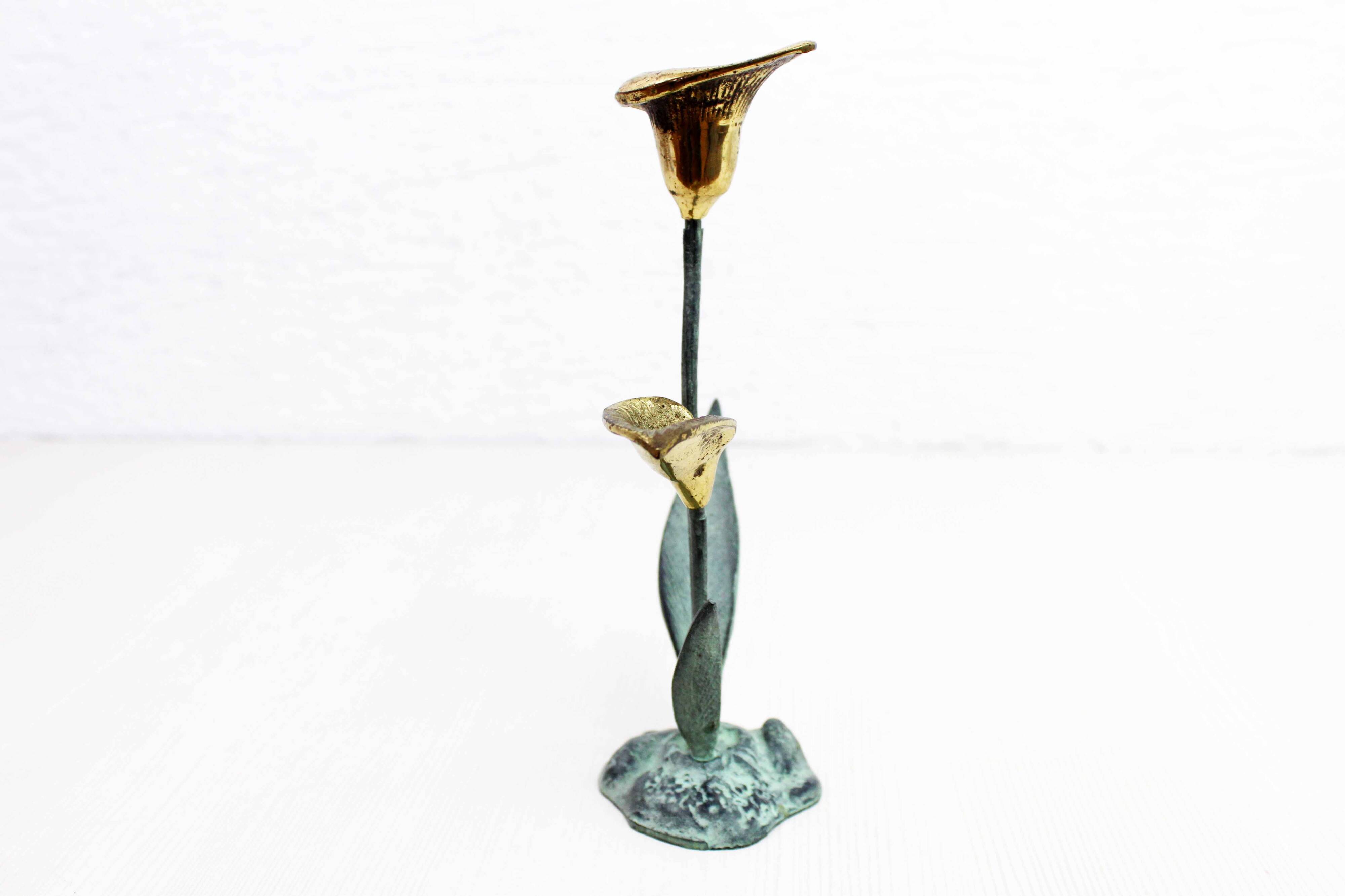 Brass flower candle holder