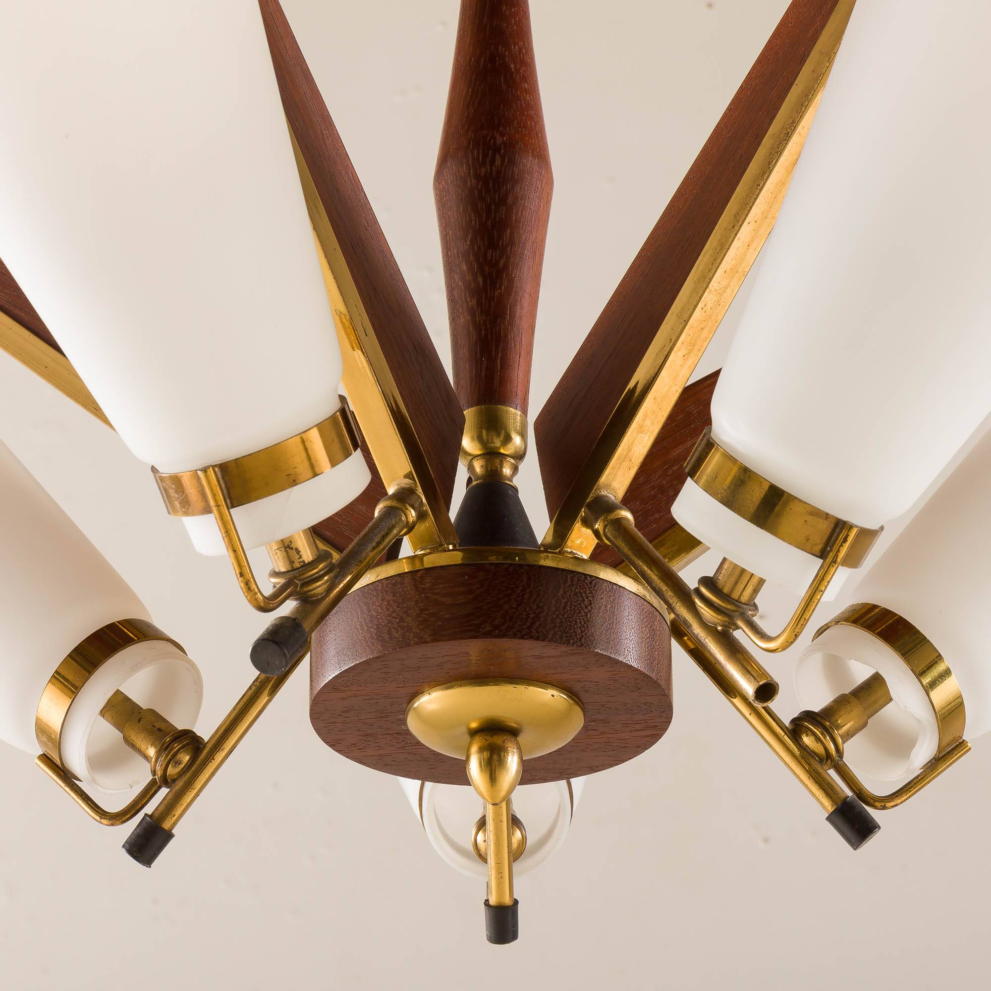 Italian mid century chandelier atr. to Stilux Milano, 1950s