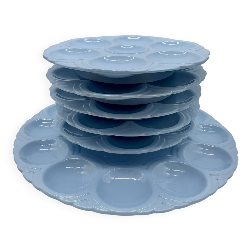 Bloomingville Assiette De Service Emma En Céramique Bleu