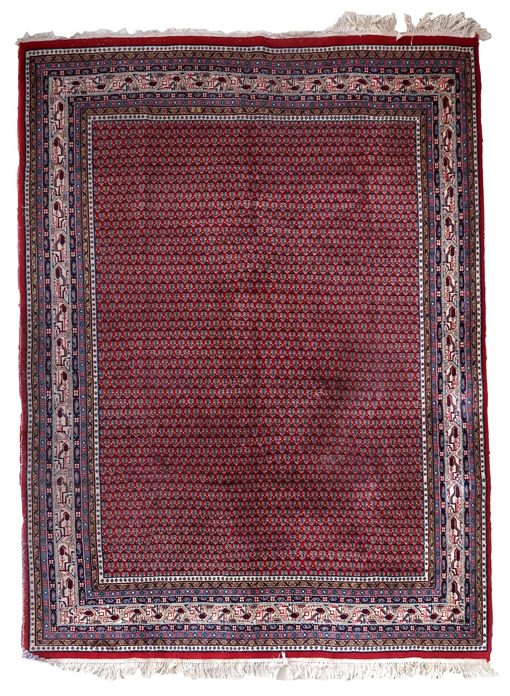Handmade vintage Indian Seraband rug 204cm x 252cm 1970s