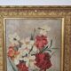 Oil on Canvas Painting - Still Life Flowers Bouquet with Dahlias Signed C D