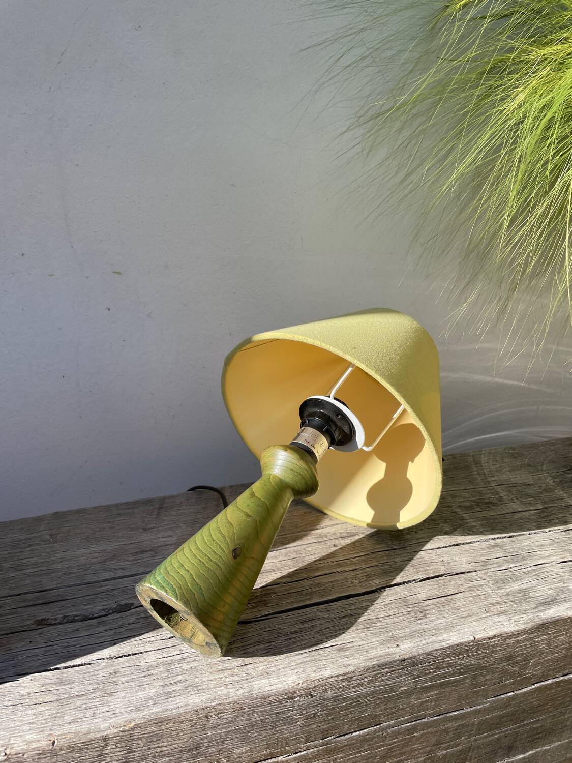 Italian green turned wood lamp, 1980