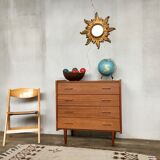 Chest of drawers teak vintage feet spindles 1950s