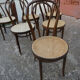 Set of 6 bistro chairs canned in curved wood N°18