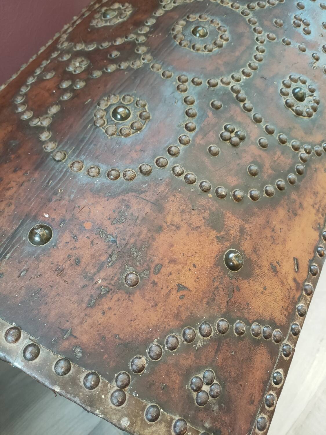 Old wooden and leather chest