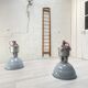 Pair of industrial lamps.