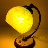 Brass table lamp, 30s-40s, clichy glass globe