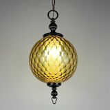 Vintage yellow Murano sphere pendant lamp, Italy, 1970s.