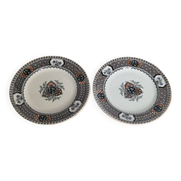 Pair of Royal Doulton plates 20.5 cm English earthenware Imari decoration 19th century