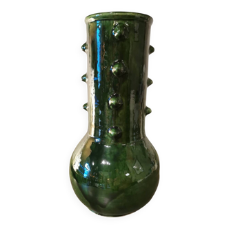 Vase à picots en céramique verte Maroc