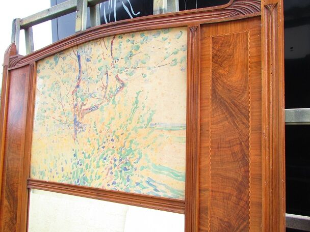 Great mirror art deco, trumeau walnut 161x110cm