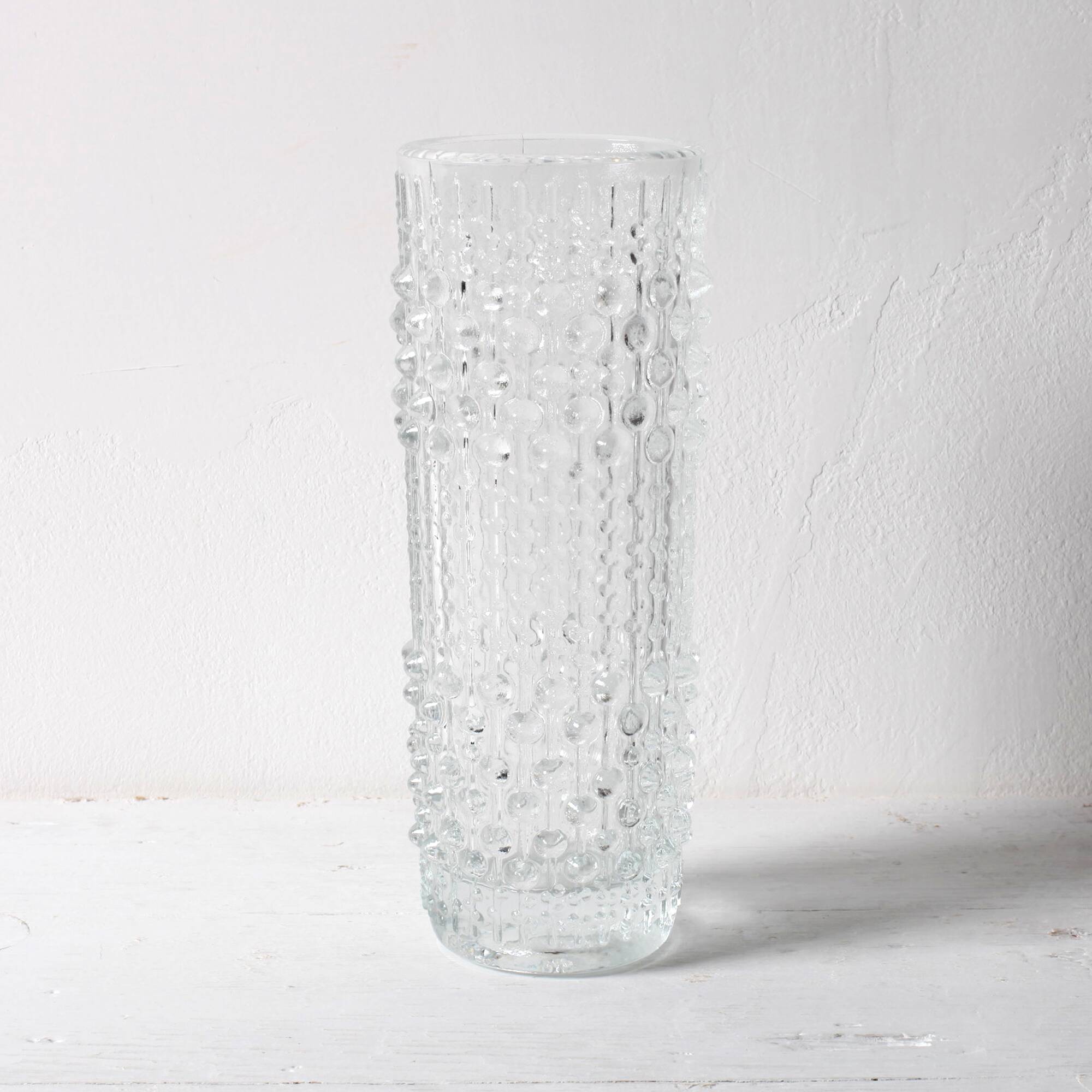 Vintage Clear Pressed Glass Vase: CandleWax Design, Czech Republic, 1972
