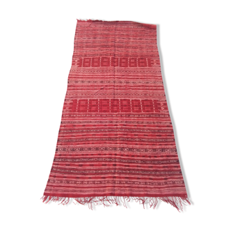 Kilim tapis en laine rouge et noir fait à la main 127x217 cm