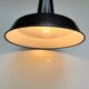 old LAMP SUSPENSION sheet metal enamelled color BLACK, white enamel inside Ø42cm