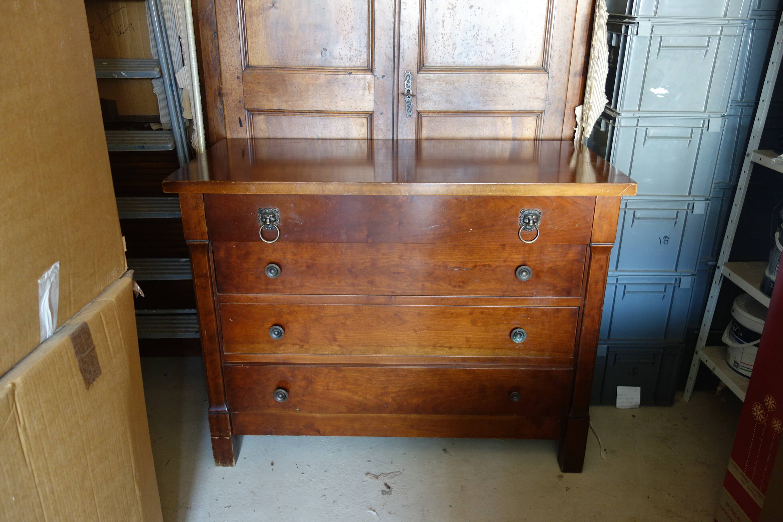 Vintage antique cherry wood Empire chest of drawers