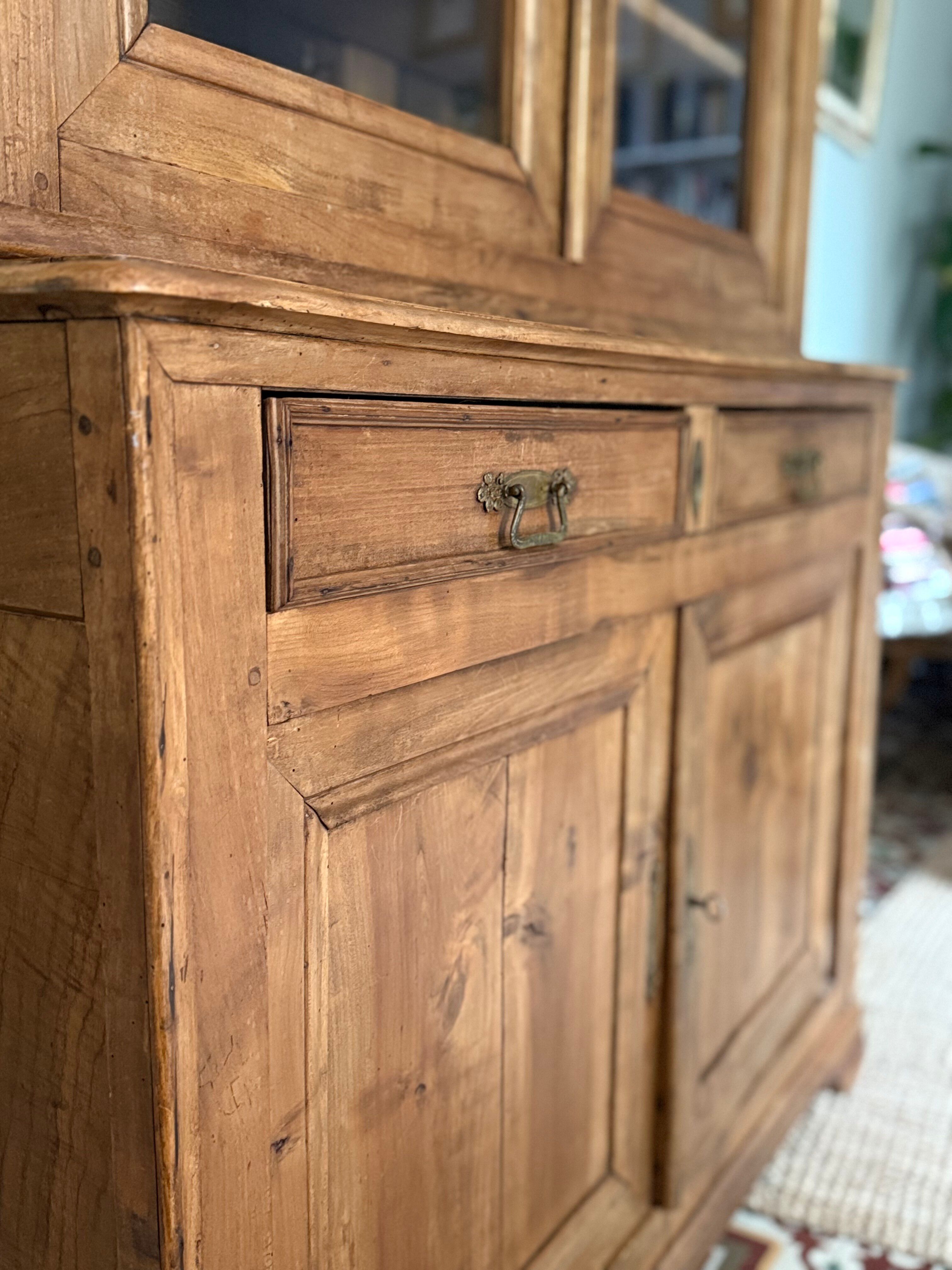 Antique two-body buffet in solid wood