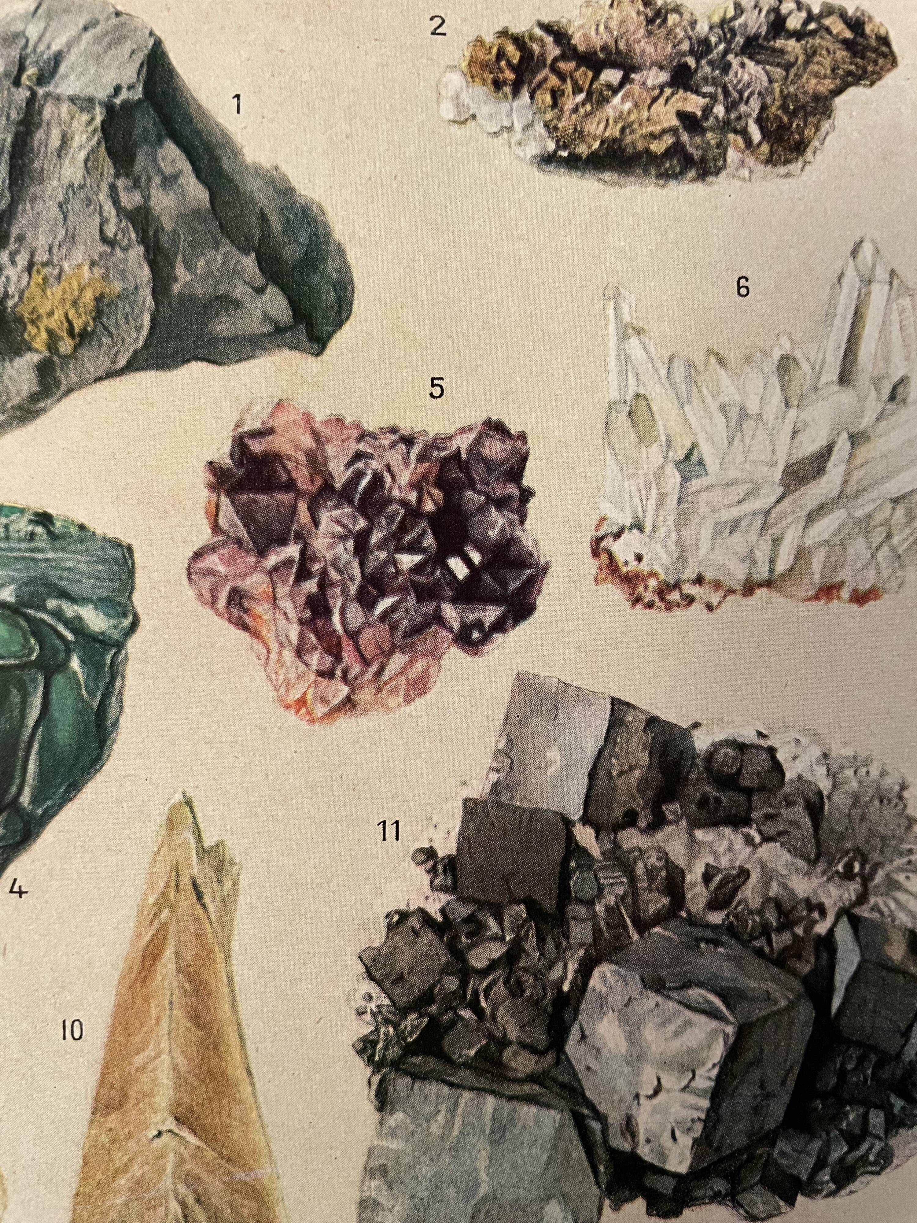 Lithography engraving on minerals and mines from 1928