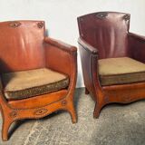 Lounge chairs and ottoman attributed to Otto Schultz for Boet AB, Sweden, 1930s, set of 3