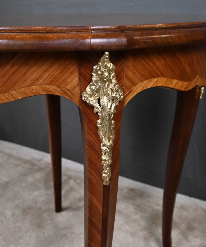 Rosewood marquetry coffee table, Louis XV style – Mid 20th century