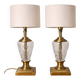 Pair of lamp bases in brass and cut glass.