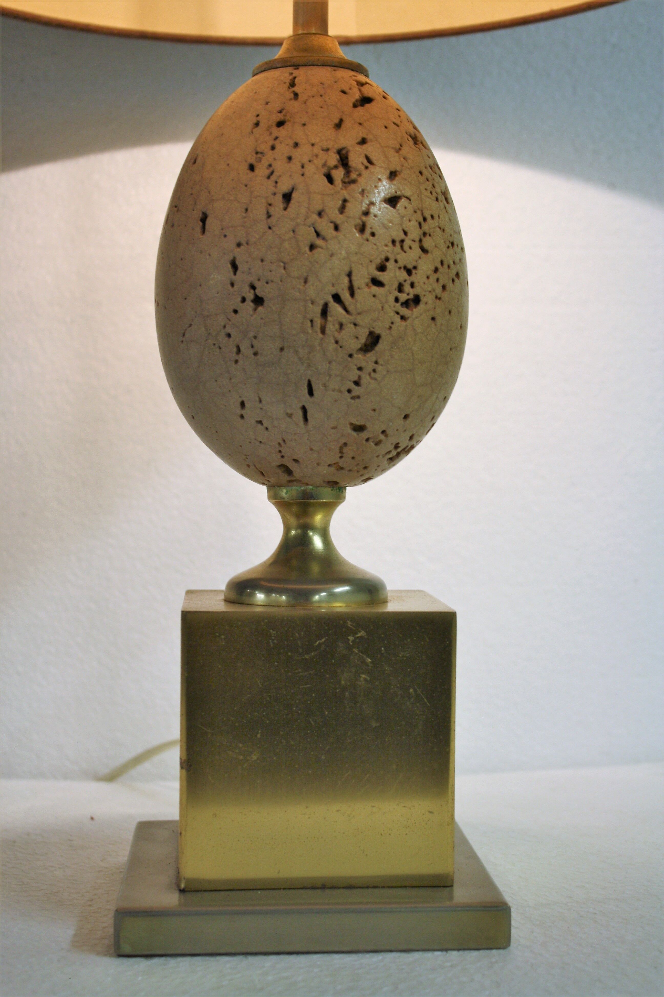 Pair of ostrich egg table lamps, 1960