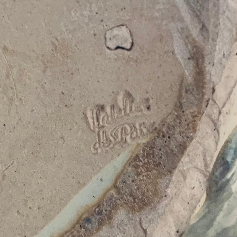 Vase boule émaillé et cristallisé signé