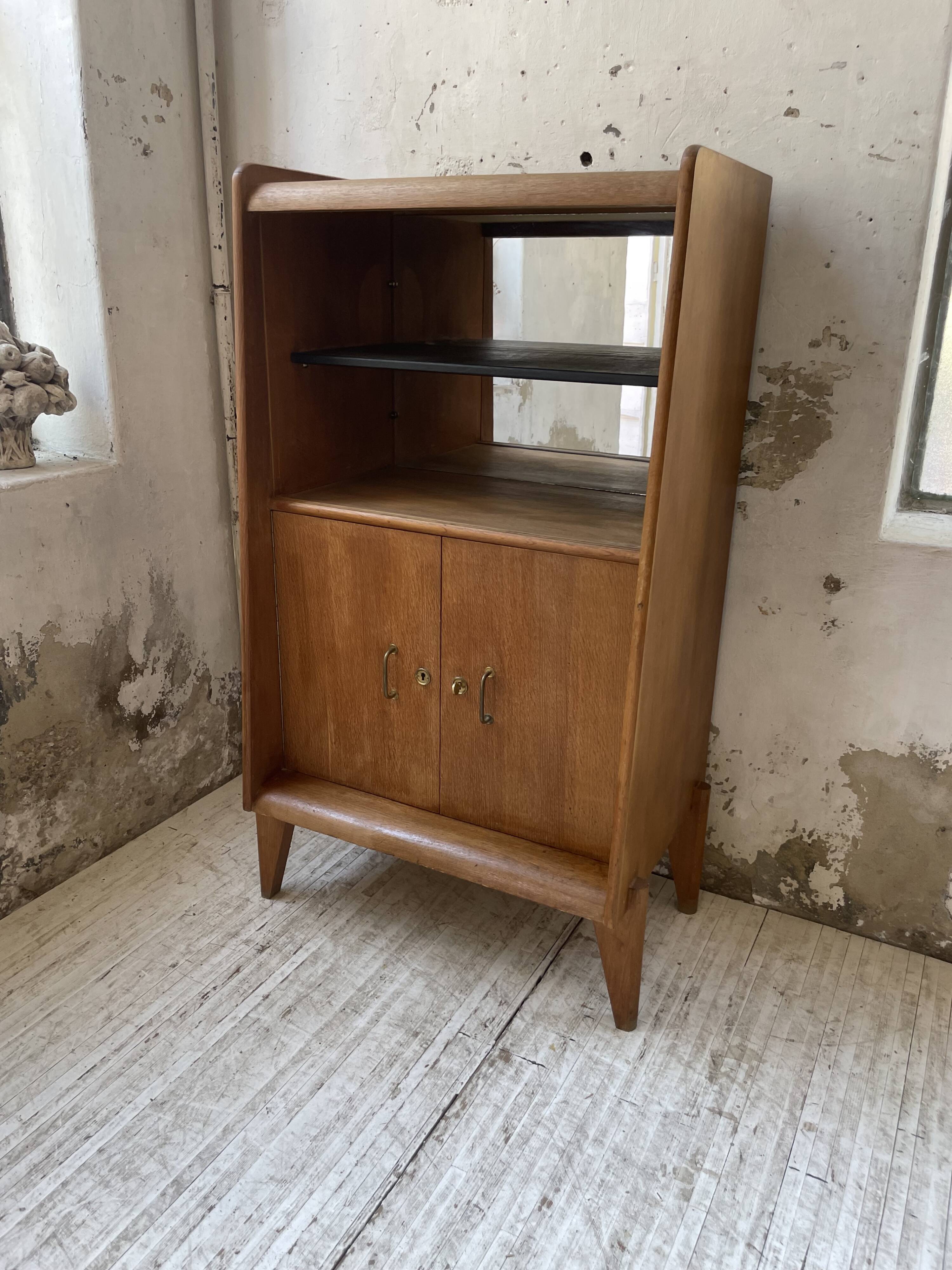 Meuble de rangement secrétaire chêne années 60