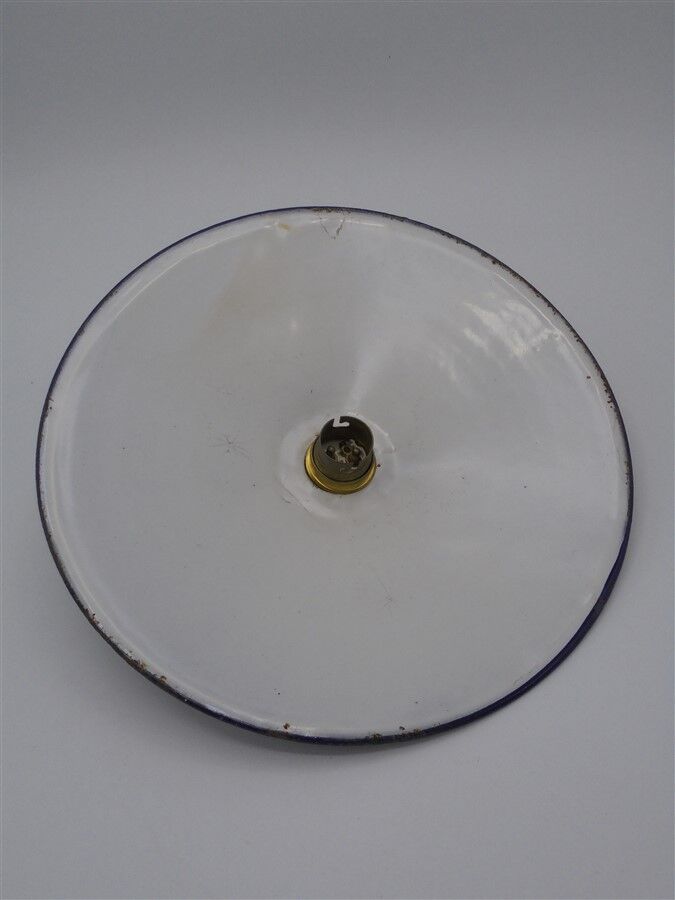 Hanging lamp blue enameled metal