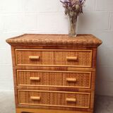 Rattan and wicker chest of drawers
